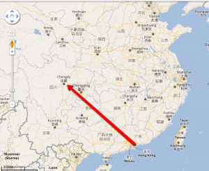 在去中国成都参加电子商务会议的路上